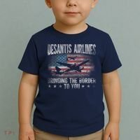 DeSantis Airlines Bringing The Border To You American US Flag Toddler T-Shirt thumb 2