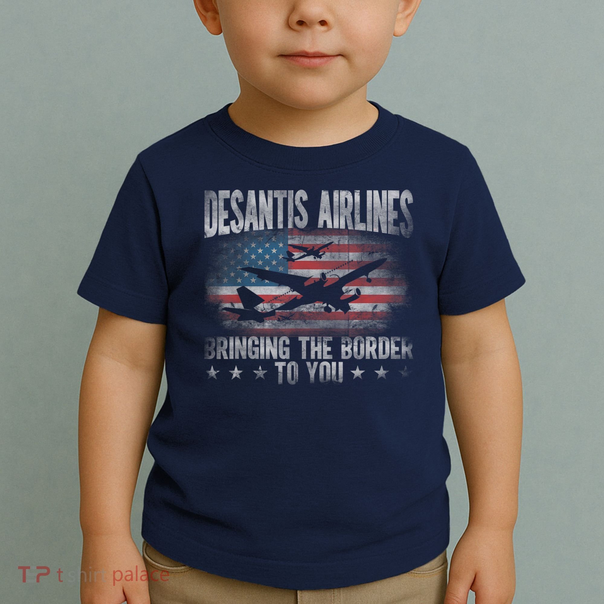 DeSantis Airlines Bringing The Border To You American US Flag Toddler T-Shirt
