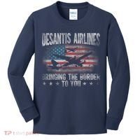 DeSantis Airlines Bringing The Border To You American US Flag Kids Long Sleeve Shirt thumb 0