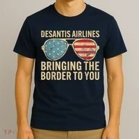 DeSantis Airlines Bringing The Border To You American US Flag T-Shirt thumb 3
