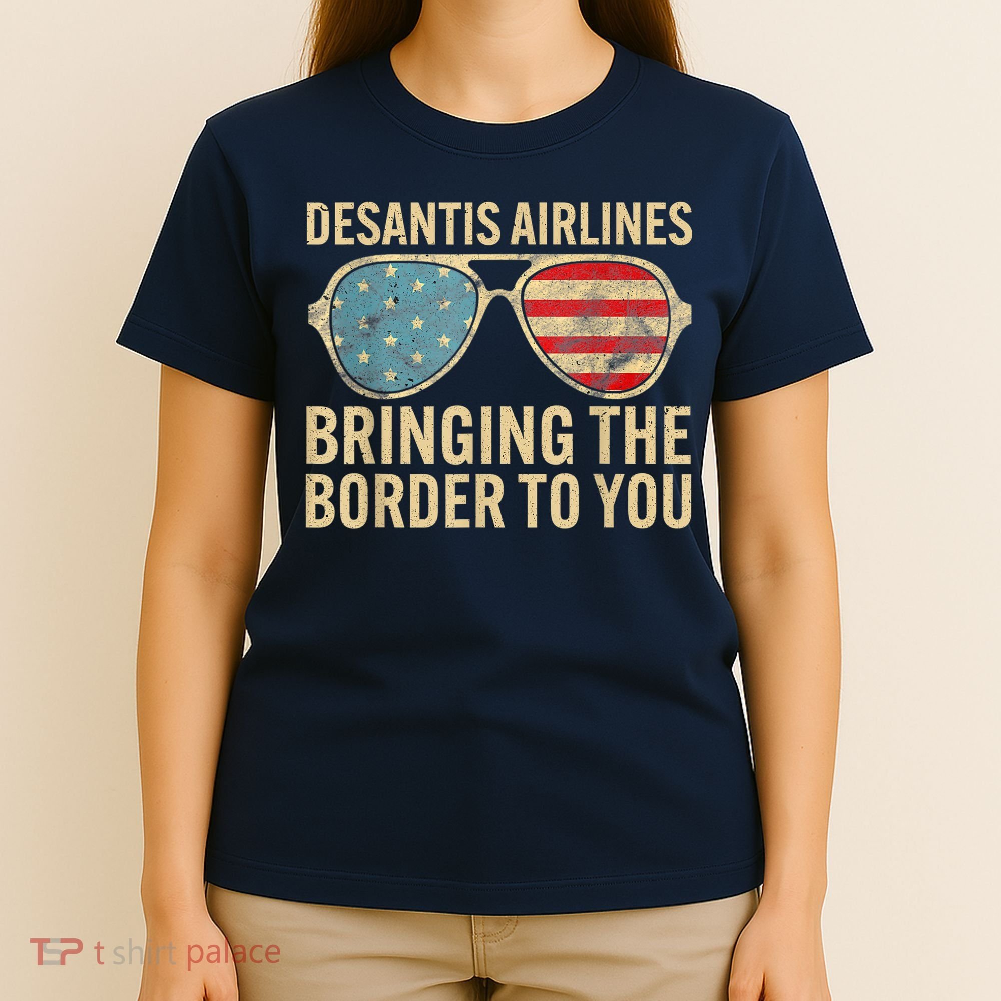 DeSantis Airlines Bringing The Border To You American US Flag T-Shirt