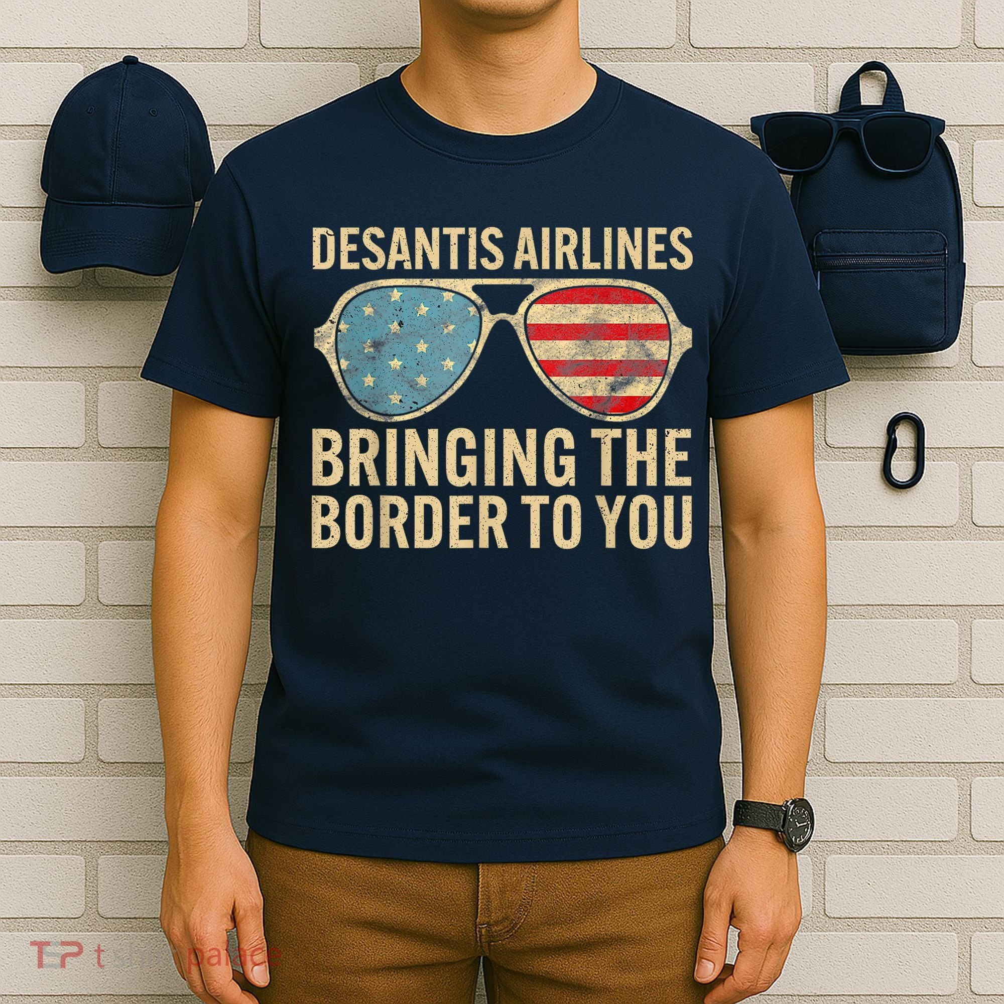 DeSantis Airlines Bringing The Border To You American US Flag T-Shirt