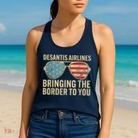 DeSantis Airlines Bringing The Border To You American US Flag Women's Tank Top thumb 2