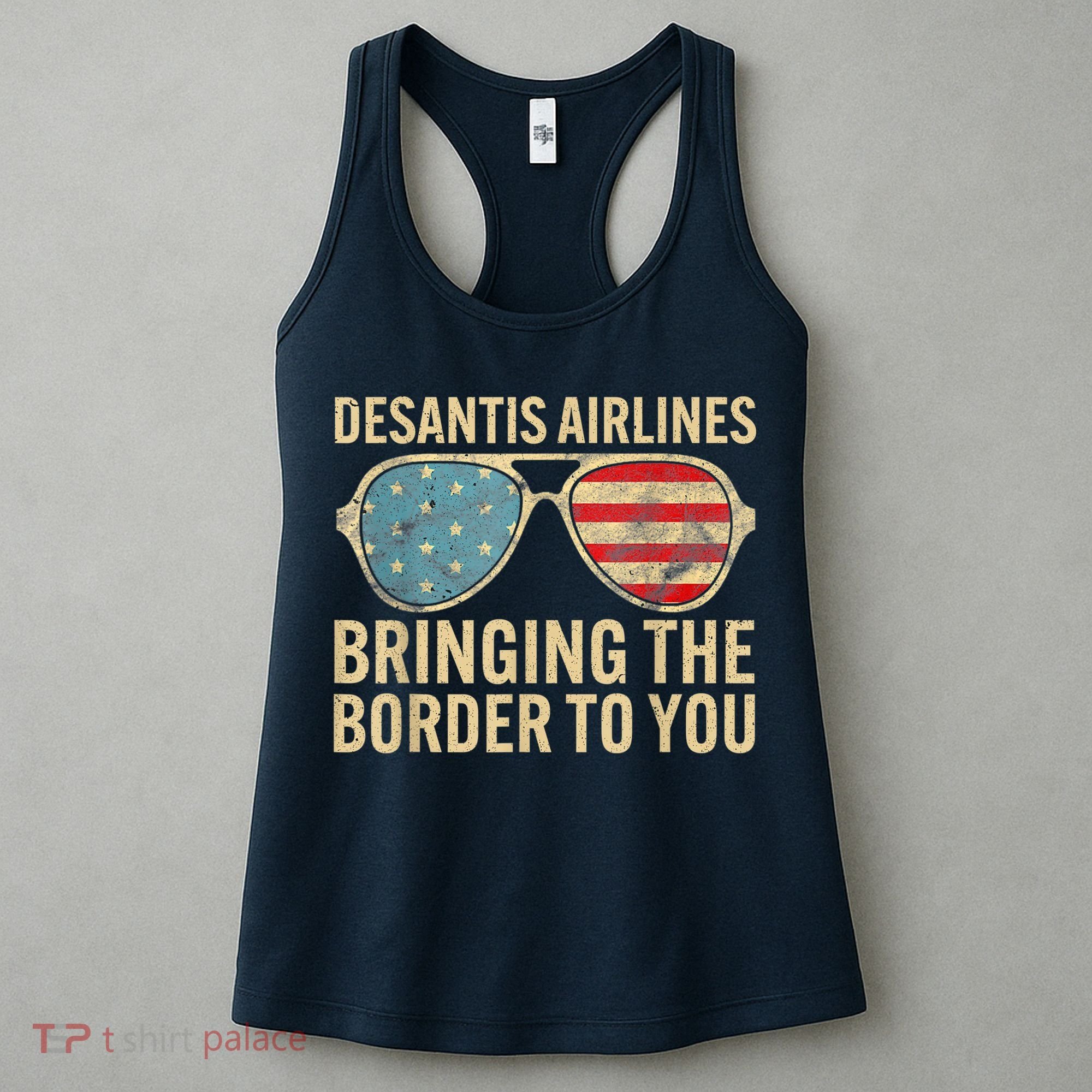 DeSantis Airlines Bringing The Border To You American US Flag Women's Tank Top