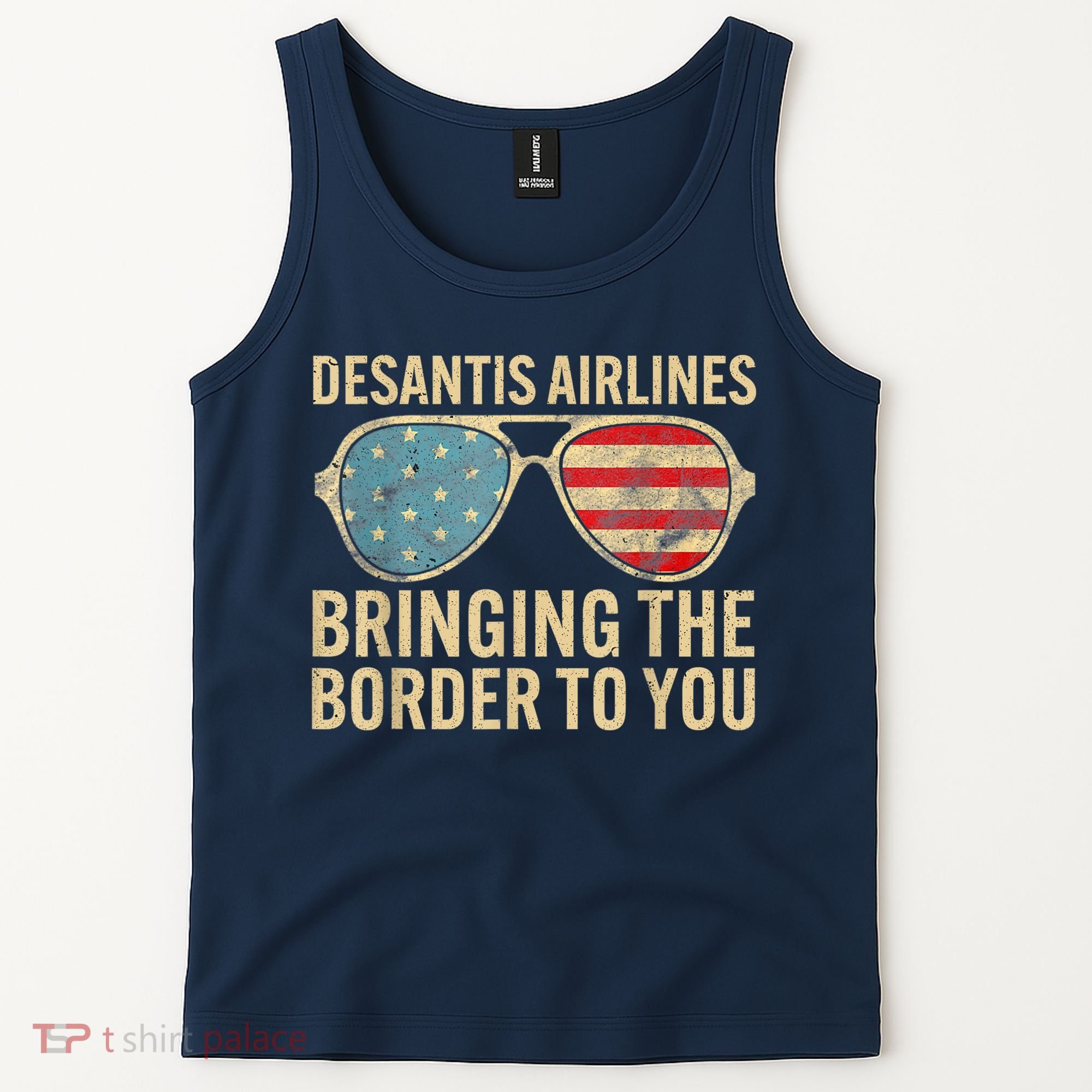DeSantis Airlines Bringing The Border To You American US Flag Tank Top