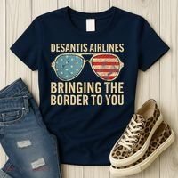 DeSantis Airlines Bringing The Border To You American US Flag Women's T-Shirt thumb 3