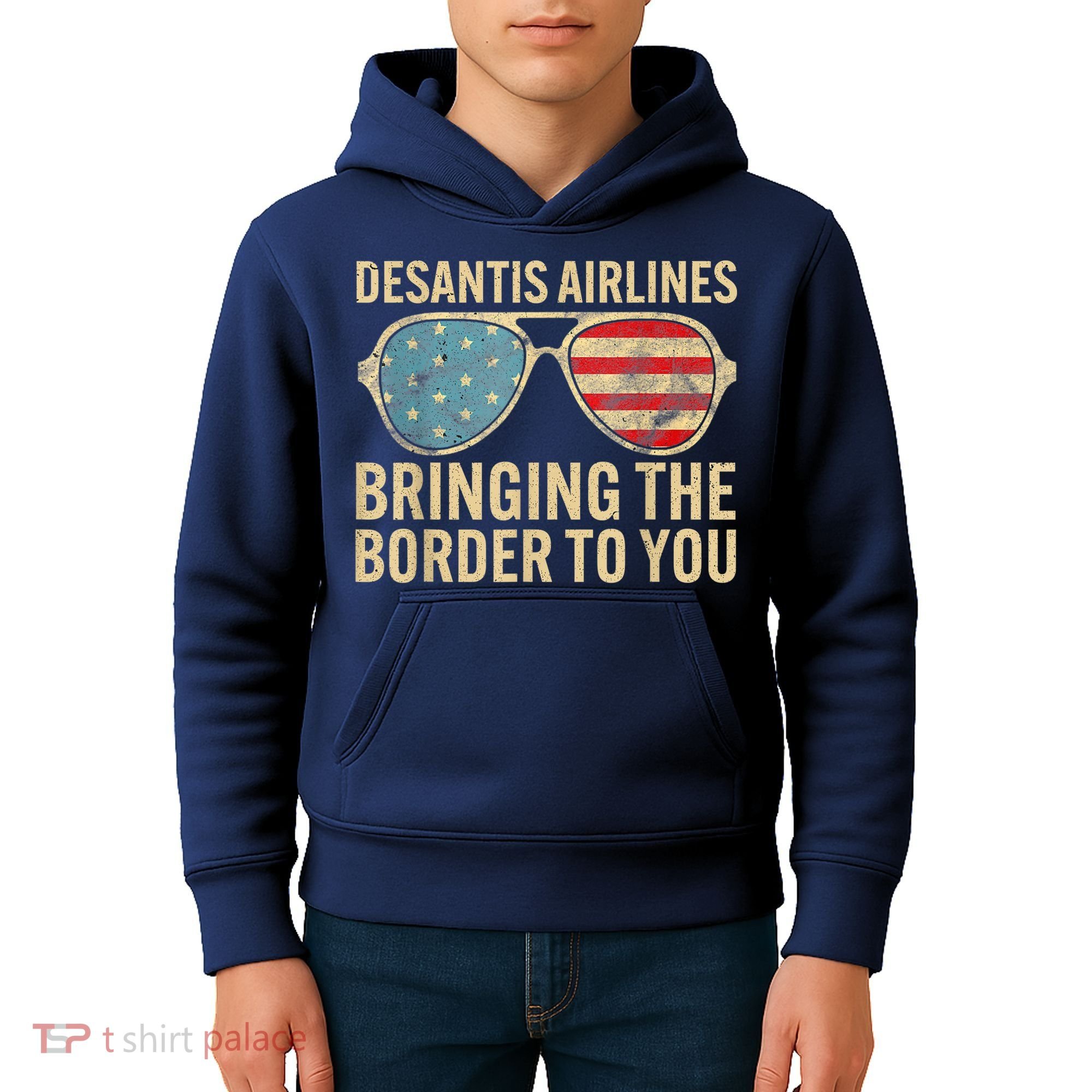 DeSantis Airlines Bringing The Border To You American US Flag Kids Hoodie