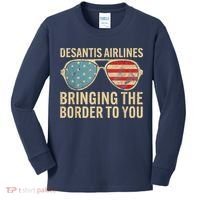 DeSantis Airlines Bringing The Border To You American US Flag Kids Long Sleeve Shirt thumb 0