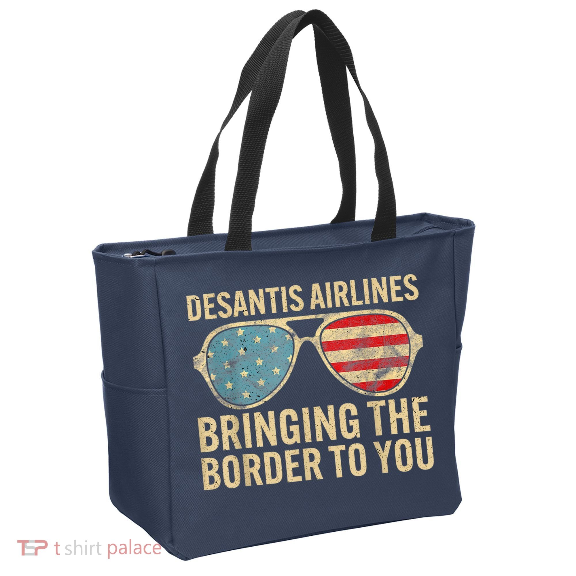 DeSantis Airlines Bringing The Border To You American US Flag Tote Bag