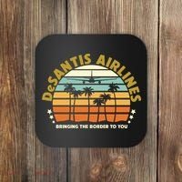 DeSantis Airlines Bringing The Border To You Meme Retro Florida Style Coaster thumb 0