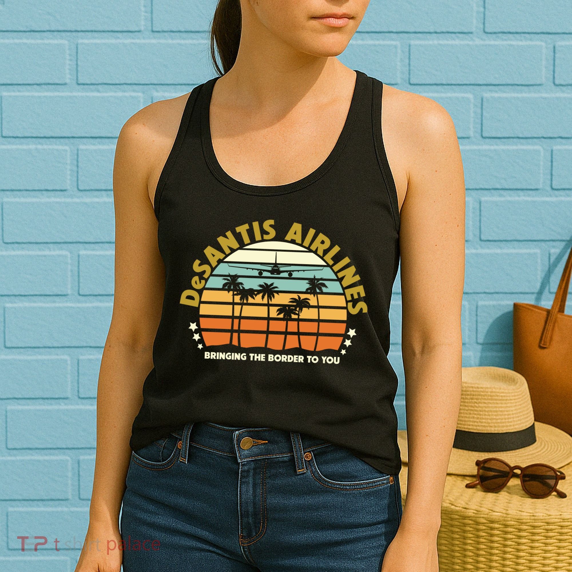 DeSantis Airlines Bringing The Border To You Meme Retro Florida Style Women's Tank Top