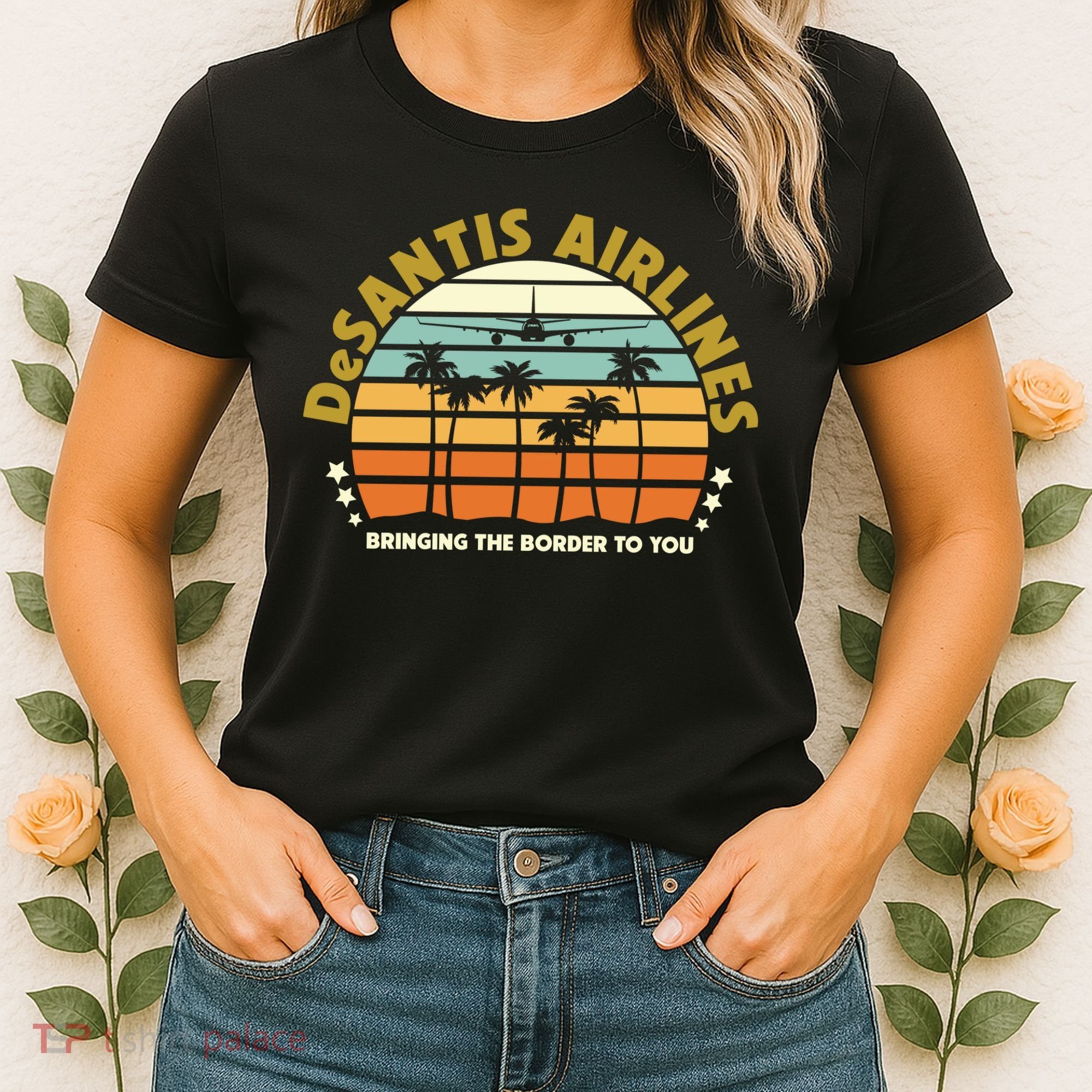 DeSantis Airlines Bringing The Border To You Meme Retro Florida Style Women's T-Shirt