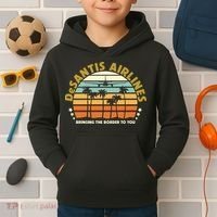 DeSantis Airlines Bringing The Border To You Meme Retro Florida Style Kids Hoodie thumb 2
