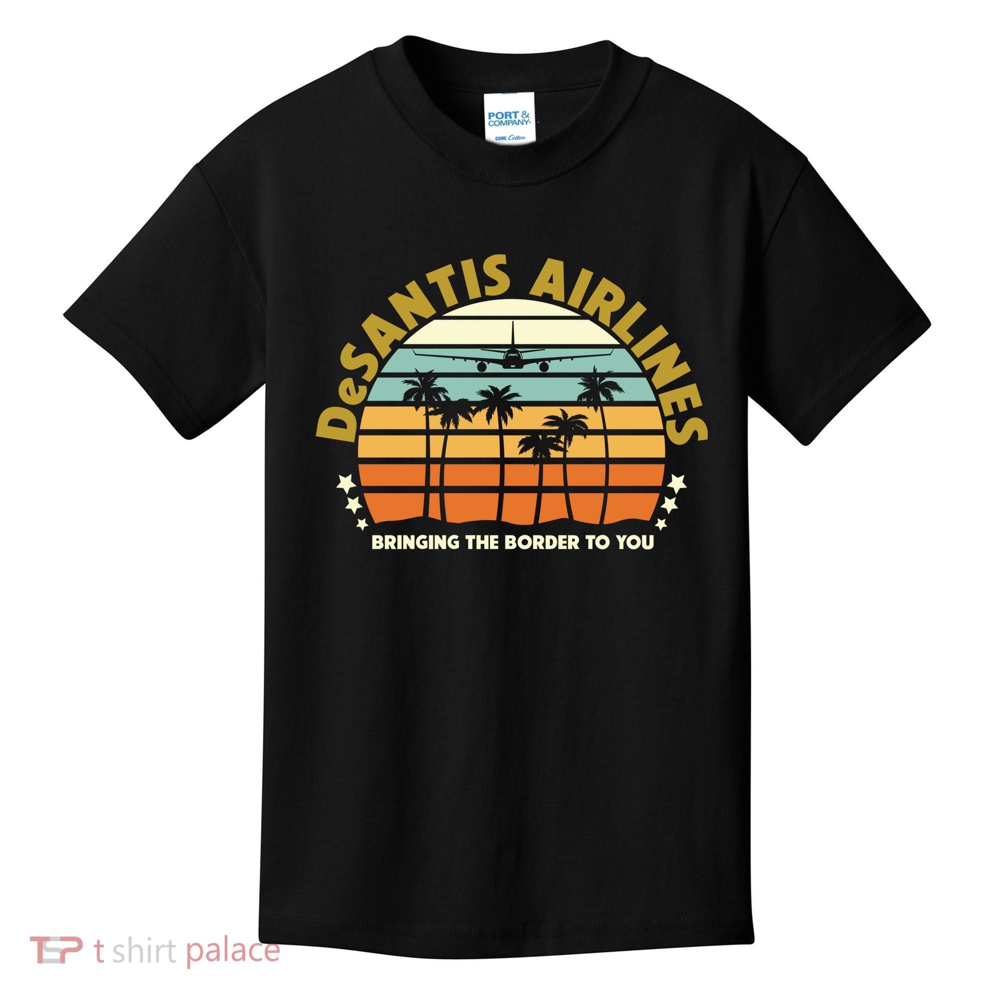 DeSantis Airlines Bringing The Border To You Meme Retro Florida Style Kids T-Shirt