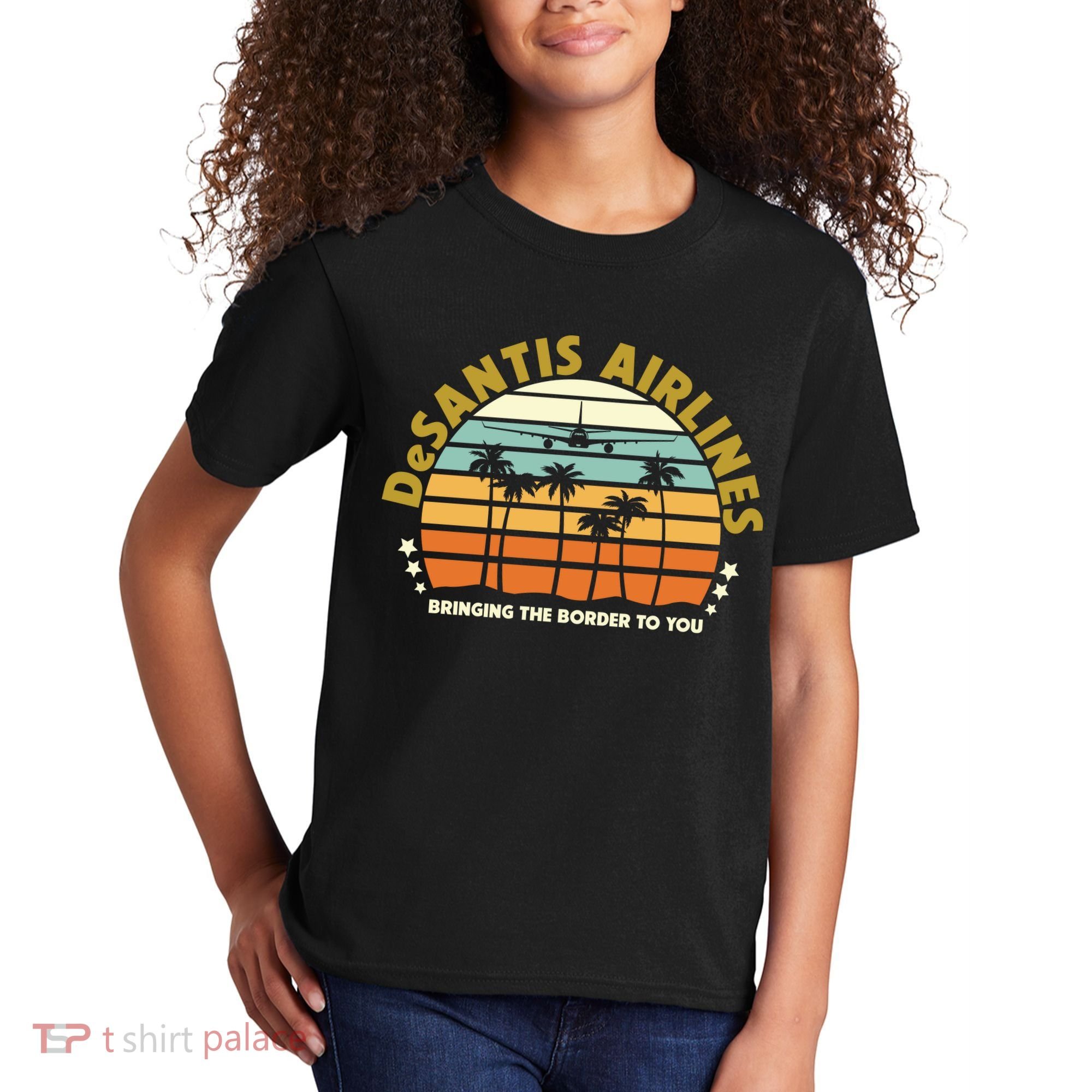 DeSantis Airlines Bringing The Border To You Meme Retro Florida Style Kids T-Shirt