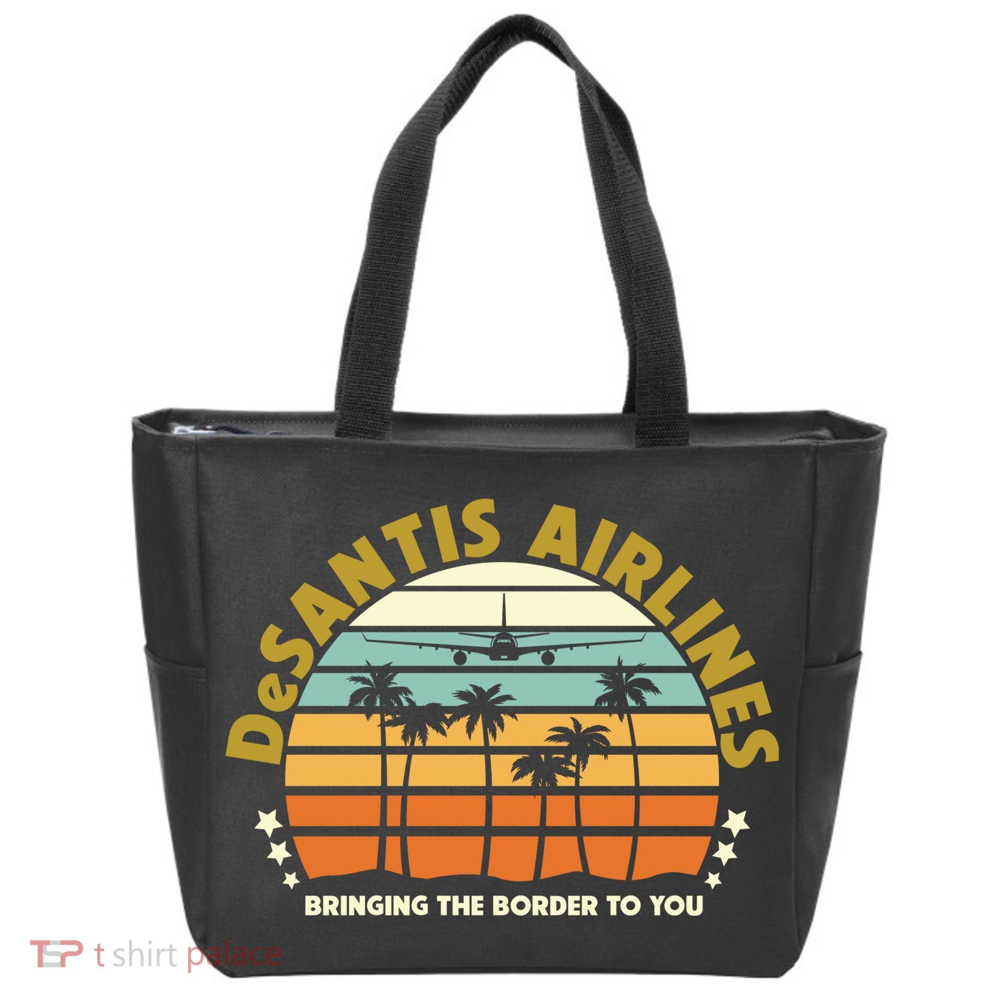 DeSantis Airlines Bringing The Border To You Meme Retro Florida Style Tote Bag
