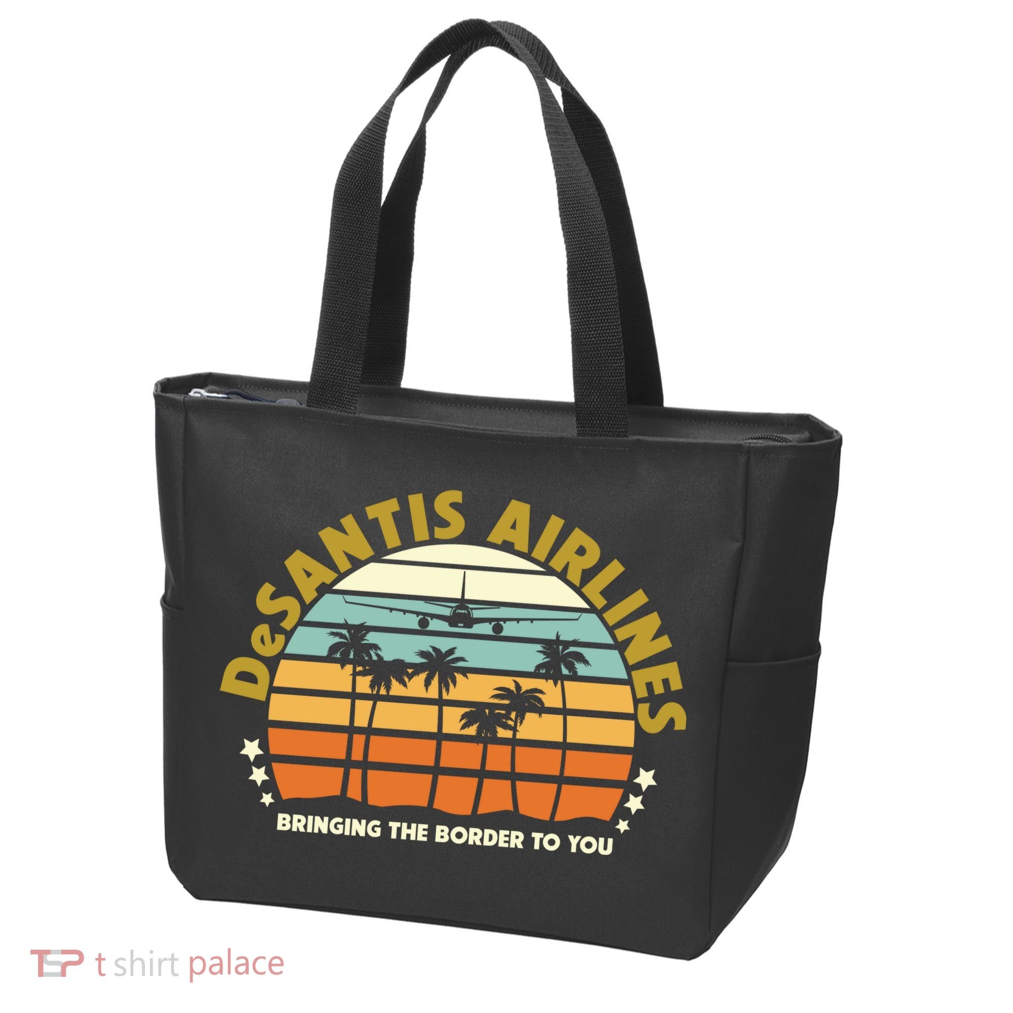 DeSantis Airlines Bringing The Border To You Meme Retro Florida Style Tote Bag