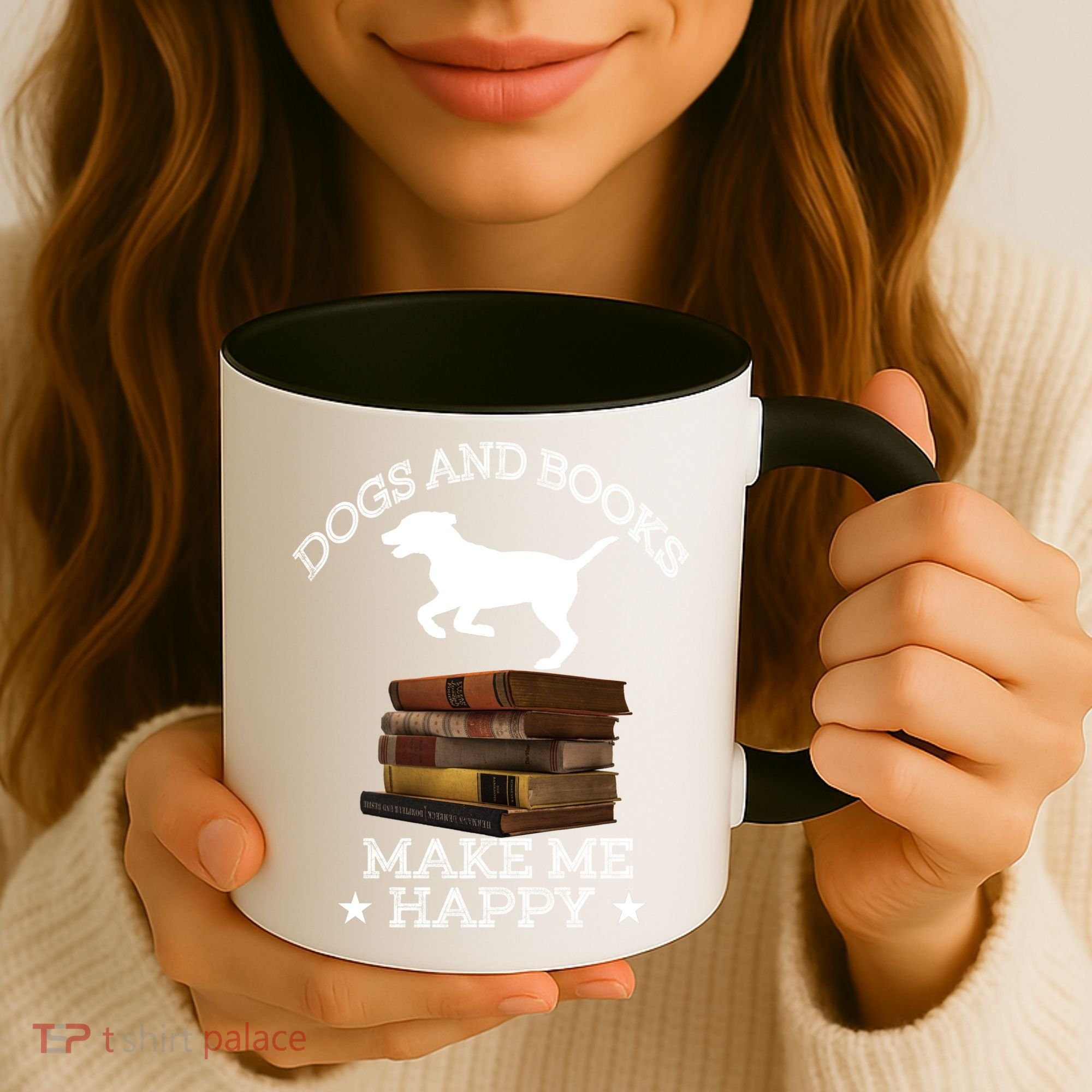 Dogs And Books Make Me Happy Cool Gift Coffee Mug