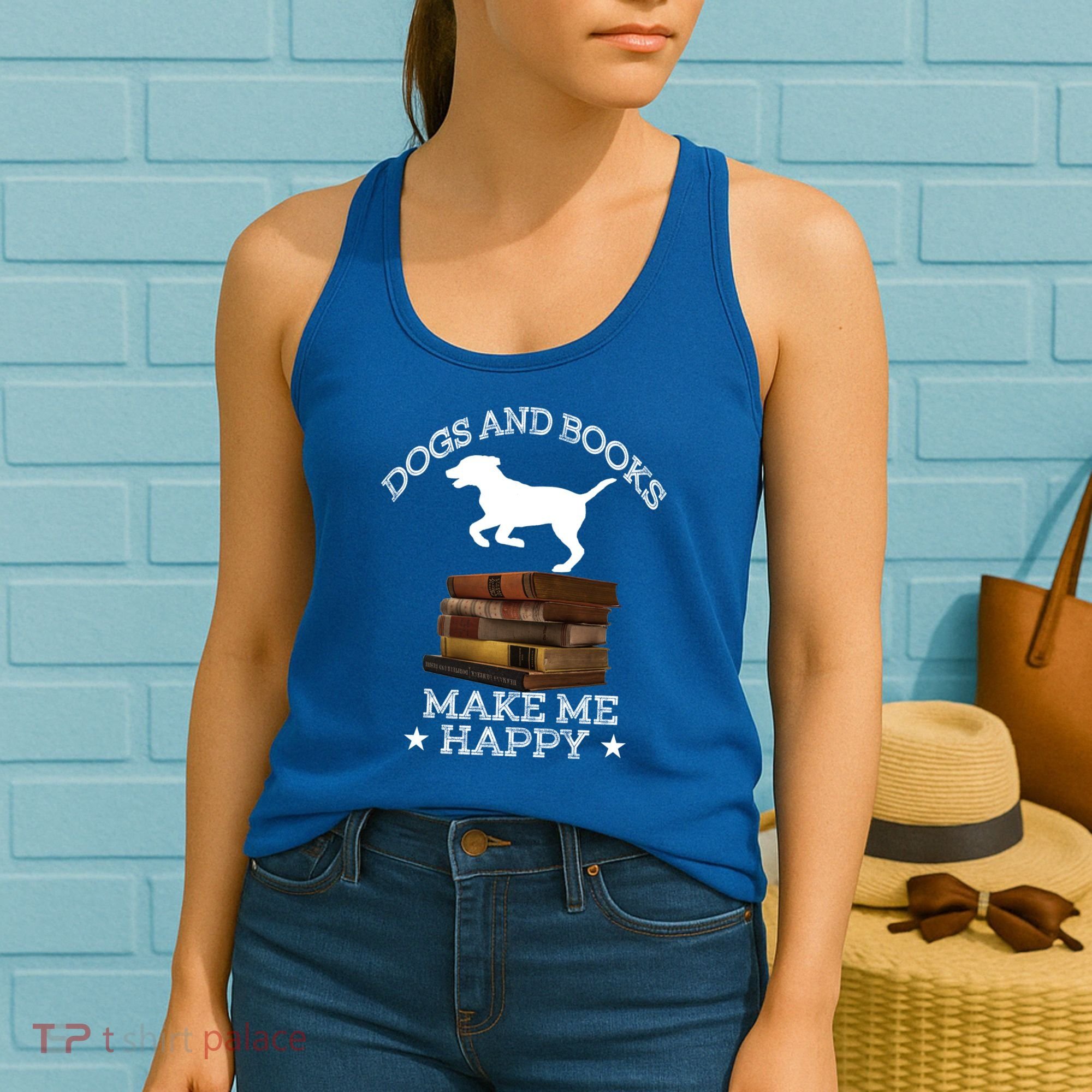 Dogs And Books Make Me Happy Cool Gift Women's Tank Top