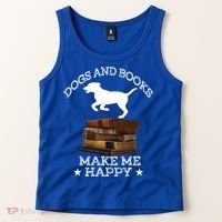 Dogs And Books Make Me Happy Cool Gift Tank Top thumb 2