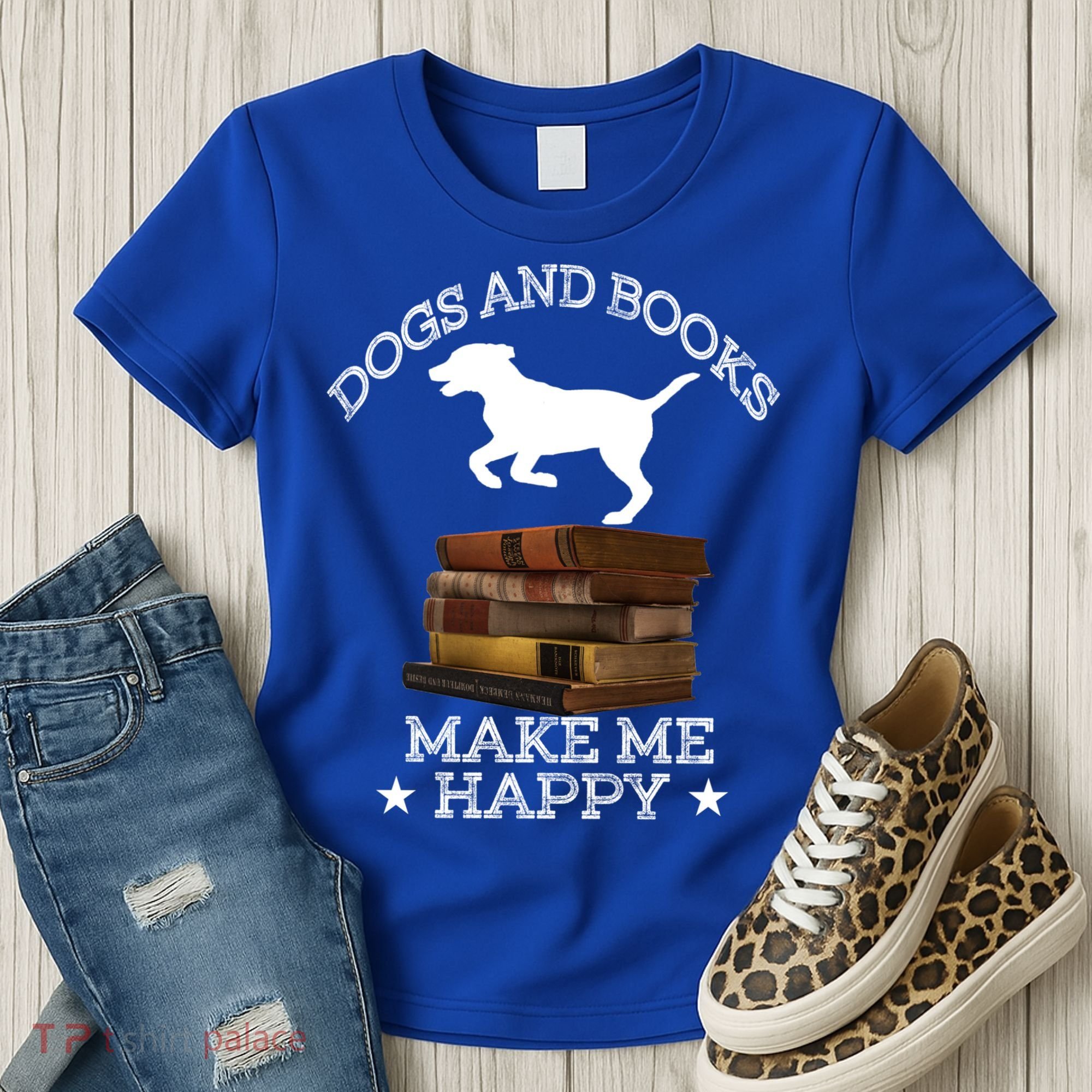 Dogs And Books Make Me Happy Cool Gift Women's T-Shirt