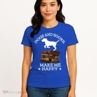 Dogs And Books Make Me Happy Cool Gift Women's T-Shirt thumb 4