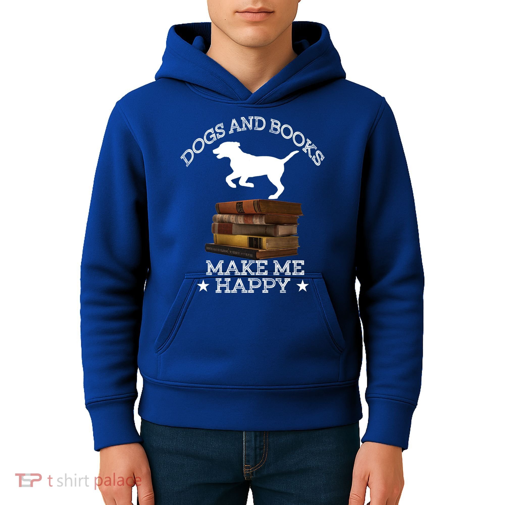 Dogs And Books Make Me Happy Cool Gift Kids Hoodie