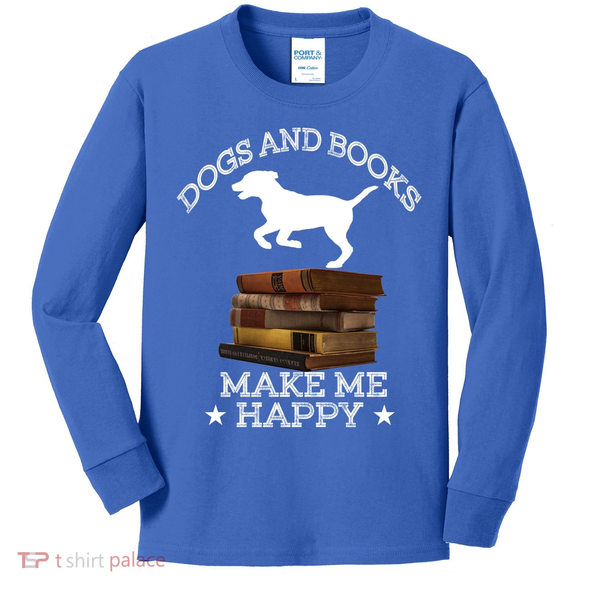 Dogs And Books Make Me Happy Cool Gift Kids Long Sleeve Shirt