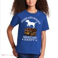 Dogs And Books Make Me Happy Cool Gift Kids T-Shirt thumb 2
