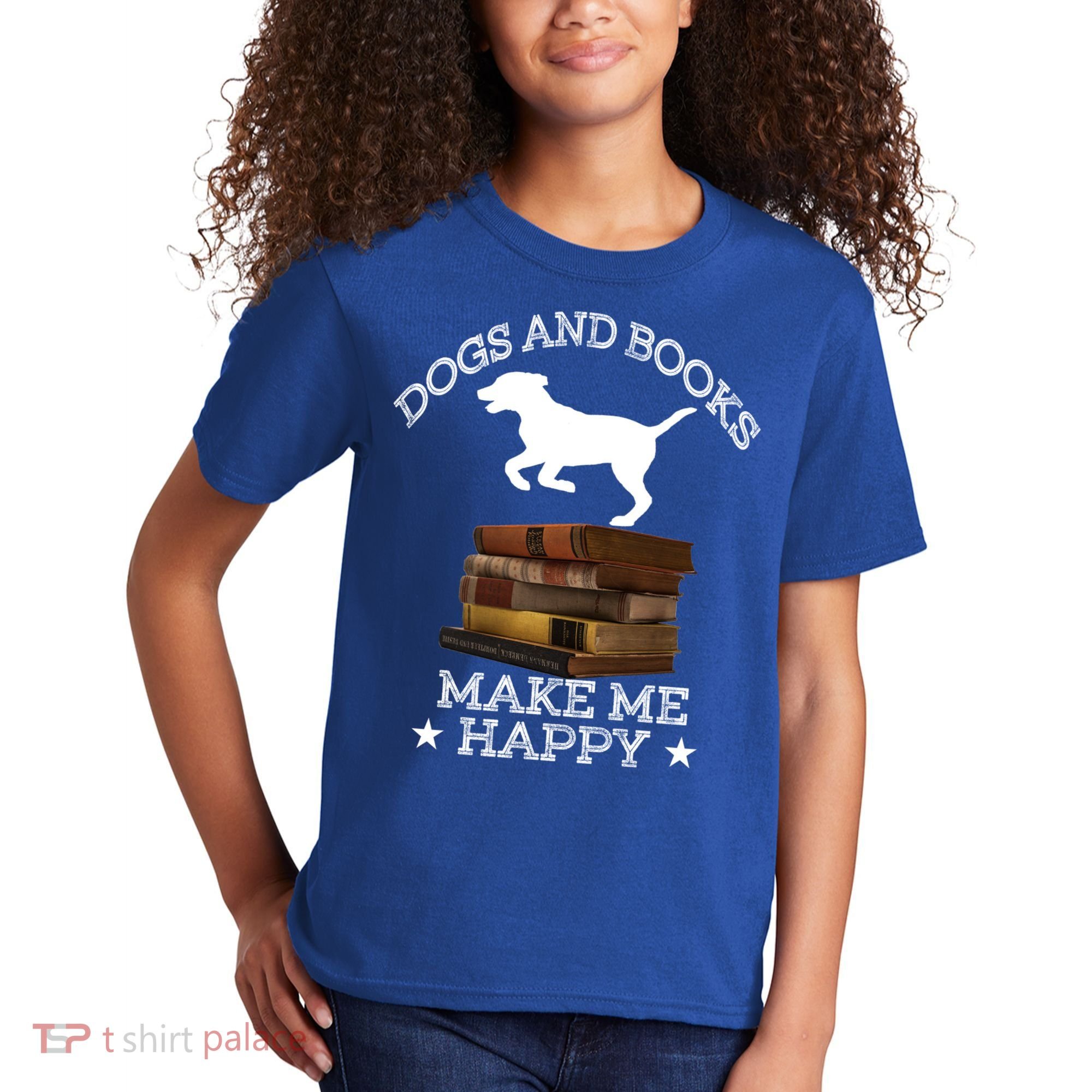 Dogs And Books Make Me Happy Cool Gift Kids T-Shirt
