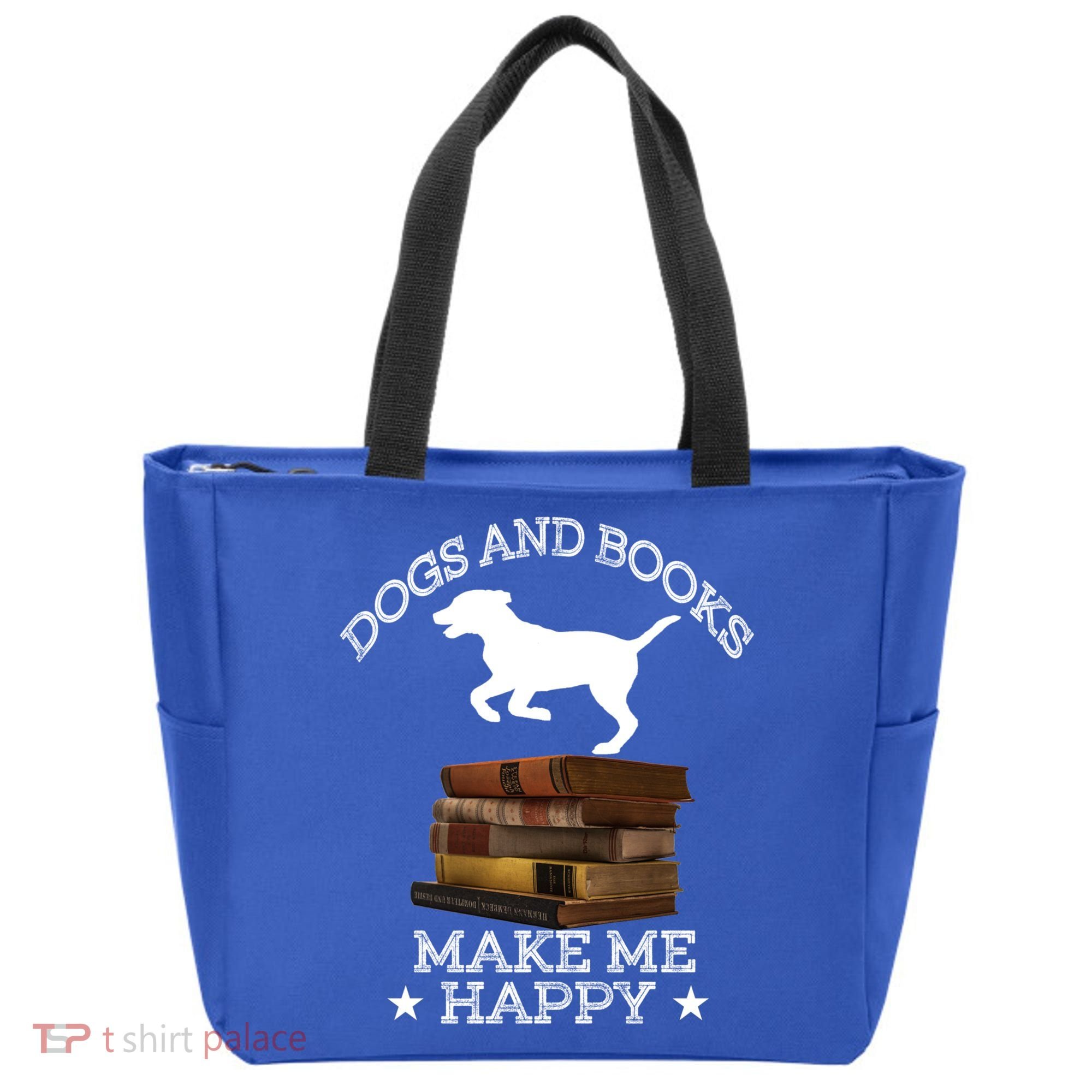 Dogs And Books Make Me Happy Cool Gift Tote Bag