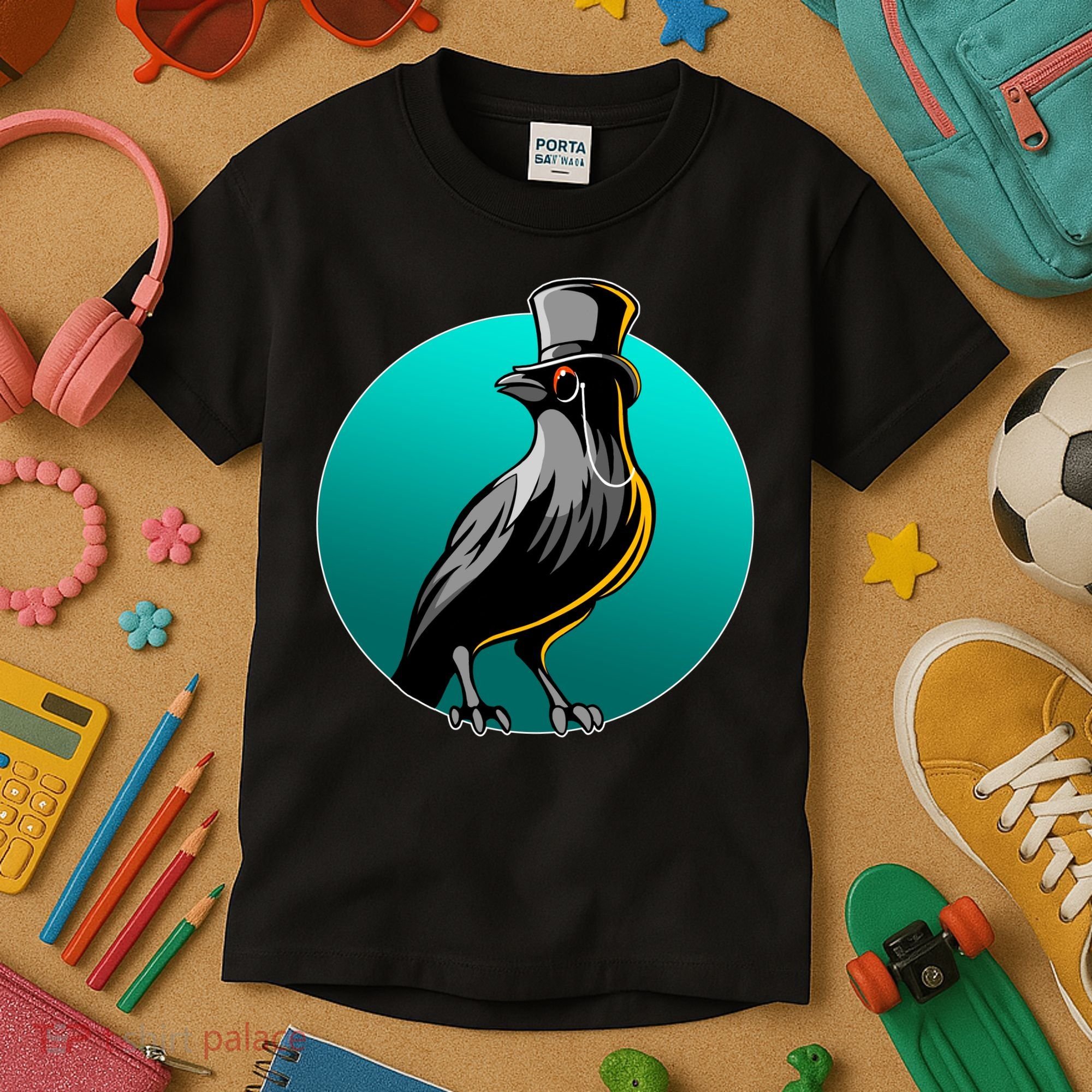 Dabber Raven Top Hat Kids T-Shirt