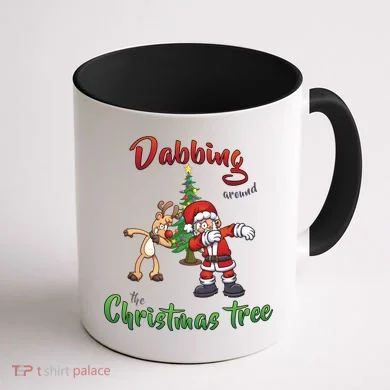 Dabbing Around The Christmas Tree Coffee Mug back