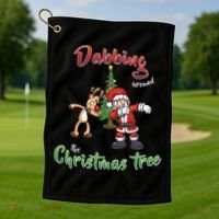 Dabbing Around The Christmas Tree Golf Towel thumb 1