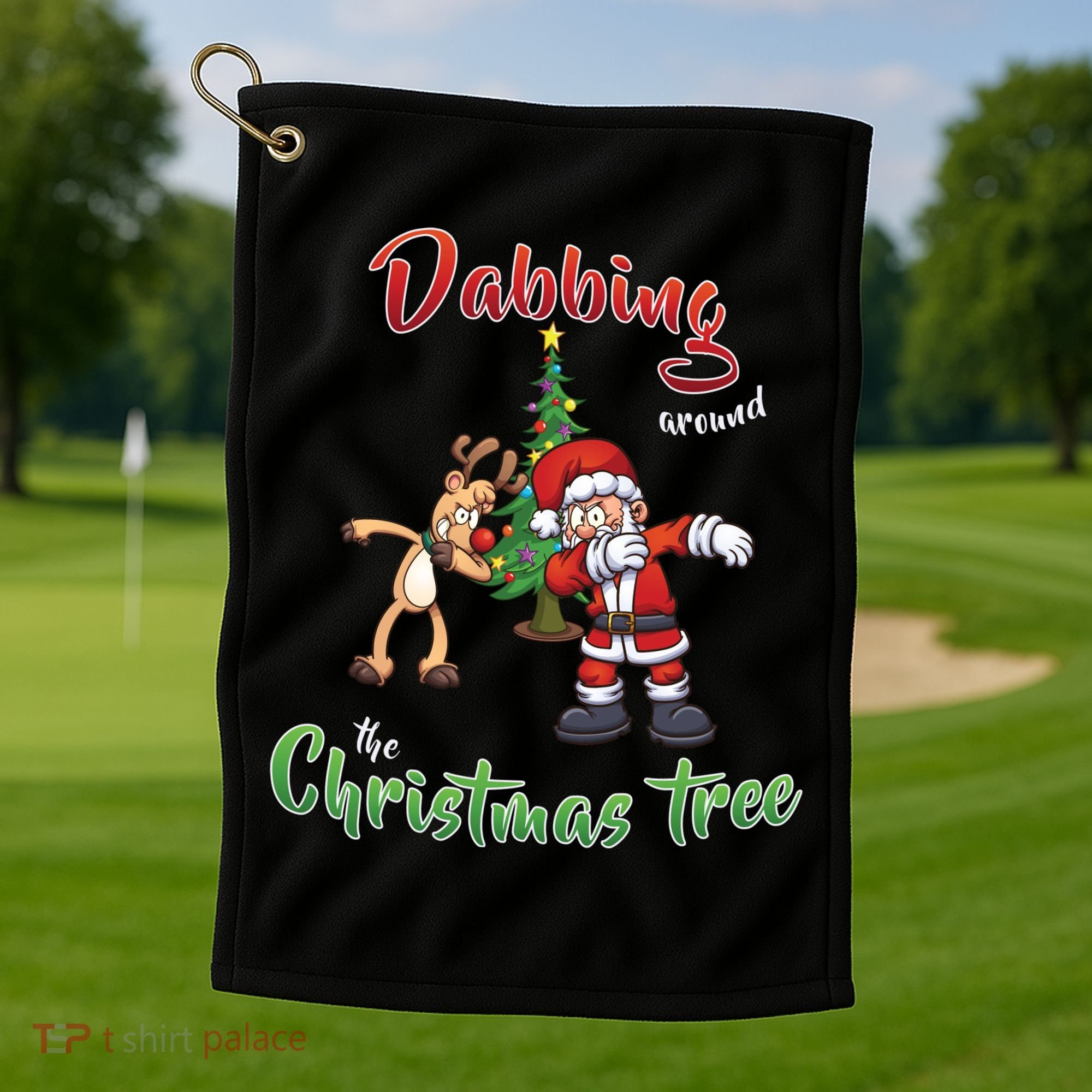 Dabbing Around The Christmas Tree Golf Towel