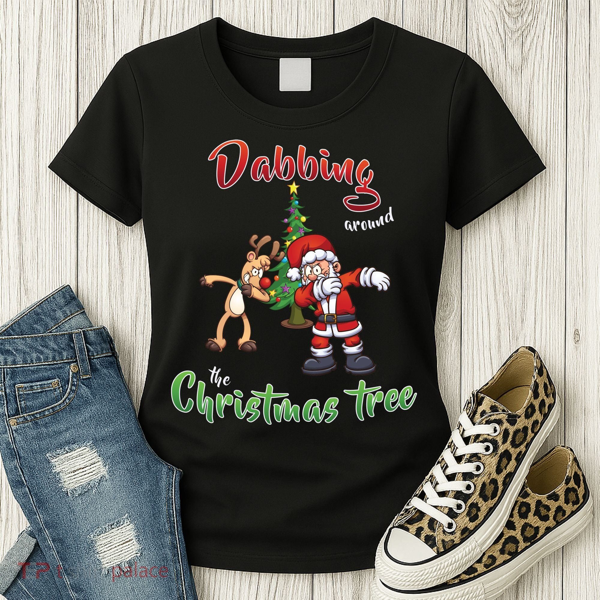 Dabbing Around The Christmas Tree Women's T-Shirt