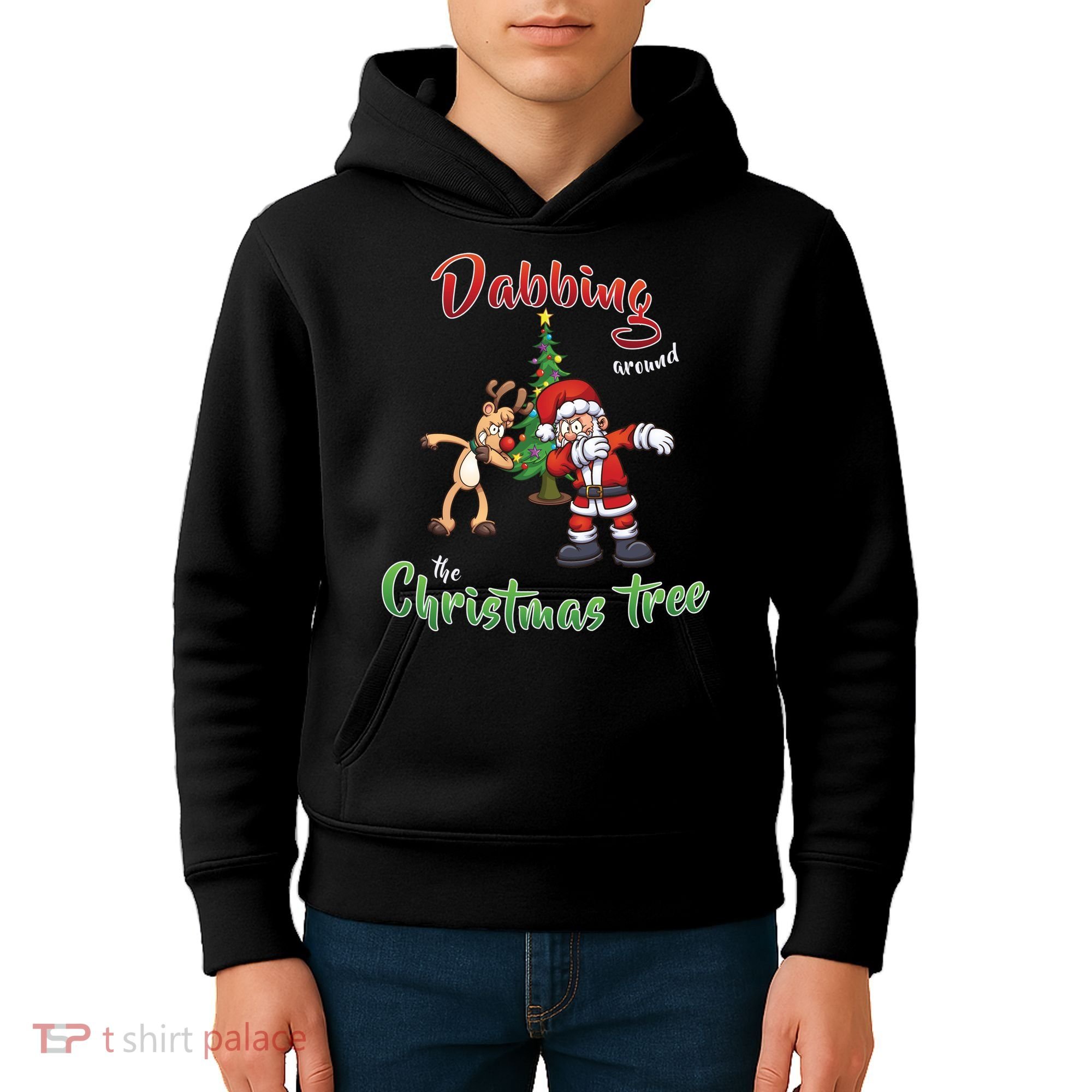 Dabbing Around The Christmas Tree Kids Hoodie
