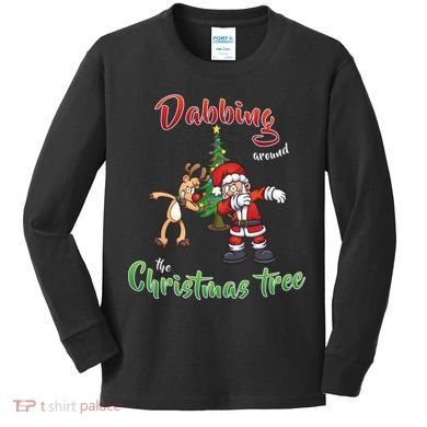 Dabbing Around The Christmas Tree Kids Long Sleeve Shirt