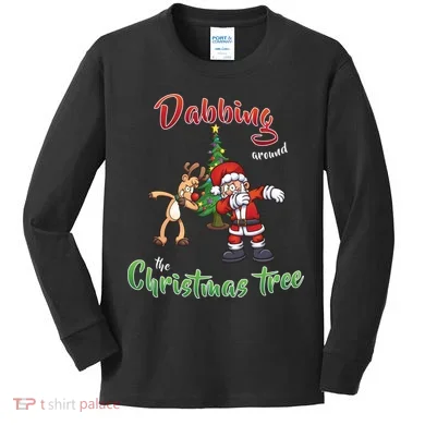Dabbing Around The Christmas Tree Kids Long Sleeve Shirt