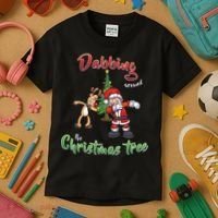 Dabbing Around The Christmas Tree Kids T-Shirt thumb 3
