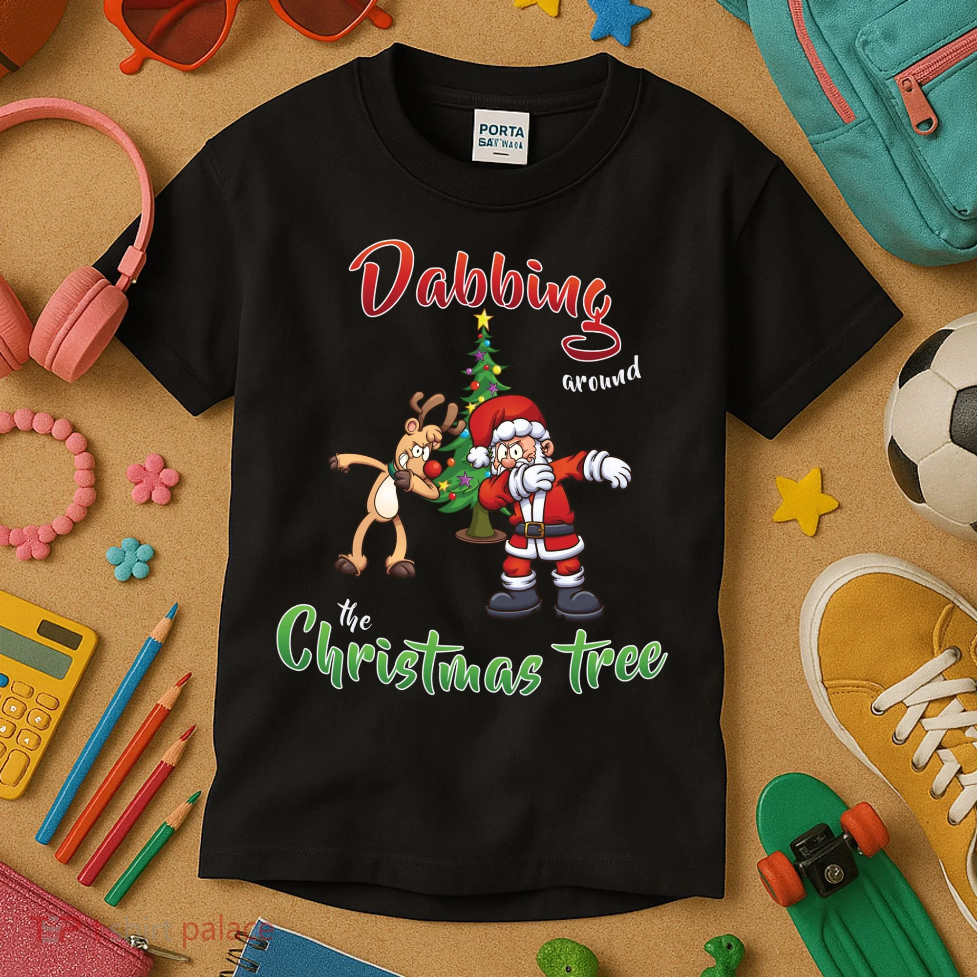 Dabbing Around The Christmas Tree Kids T-Shirt