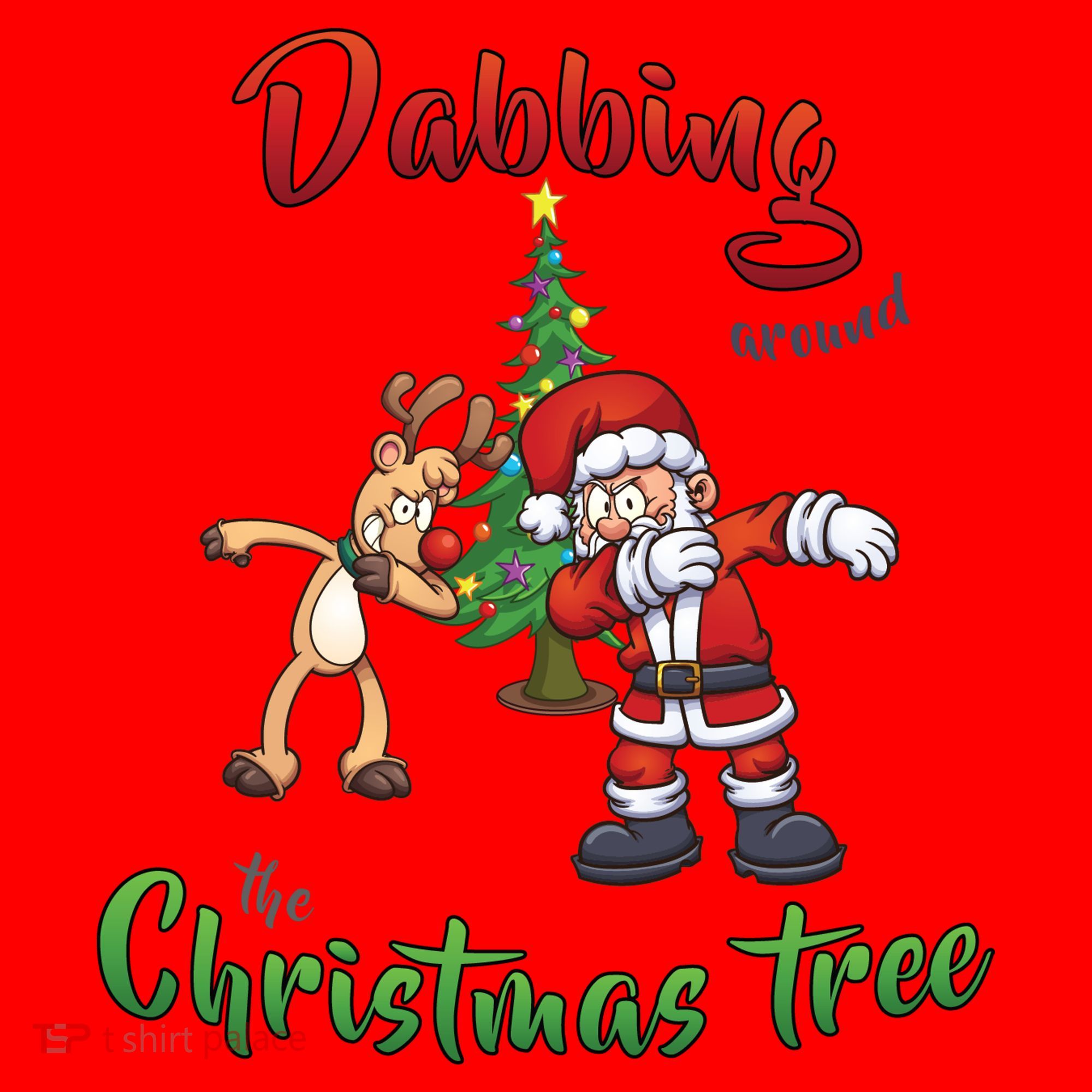 Dabbing Around The Christmas Tree Santa Hat