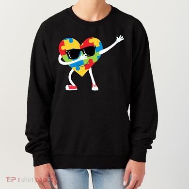 Dabbing Autism Awareness Puzzle Piece Heart Women's Sweatshirt