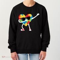 Dabbing Autism Awareness Puzzle Piece Heart Women's Sweatshirt thumb 0