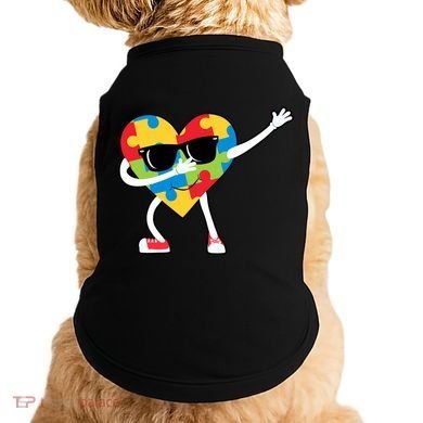 Dabbing Autism Awareness Puzzle Piece Heart Doggie Tank