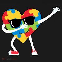 Dabbing Autism Awareness Puzzle Piece Heart USA-Made Doggie Bandana thumb 2