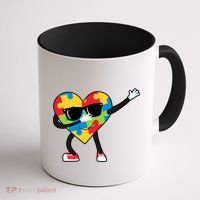 Dabbing Autism Awareness Puzzle Piece Heart Coffee Mug thumb 1