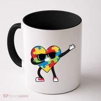 Dabbing Autism Awareness Puzzle Piece Heart Coffee Mug thumb 0