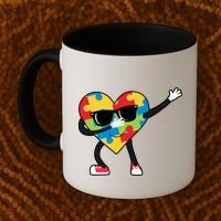 Dabbing Autism Awareness Puzzle Piece Heart Coffee Mug thumb 2