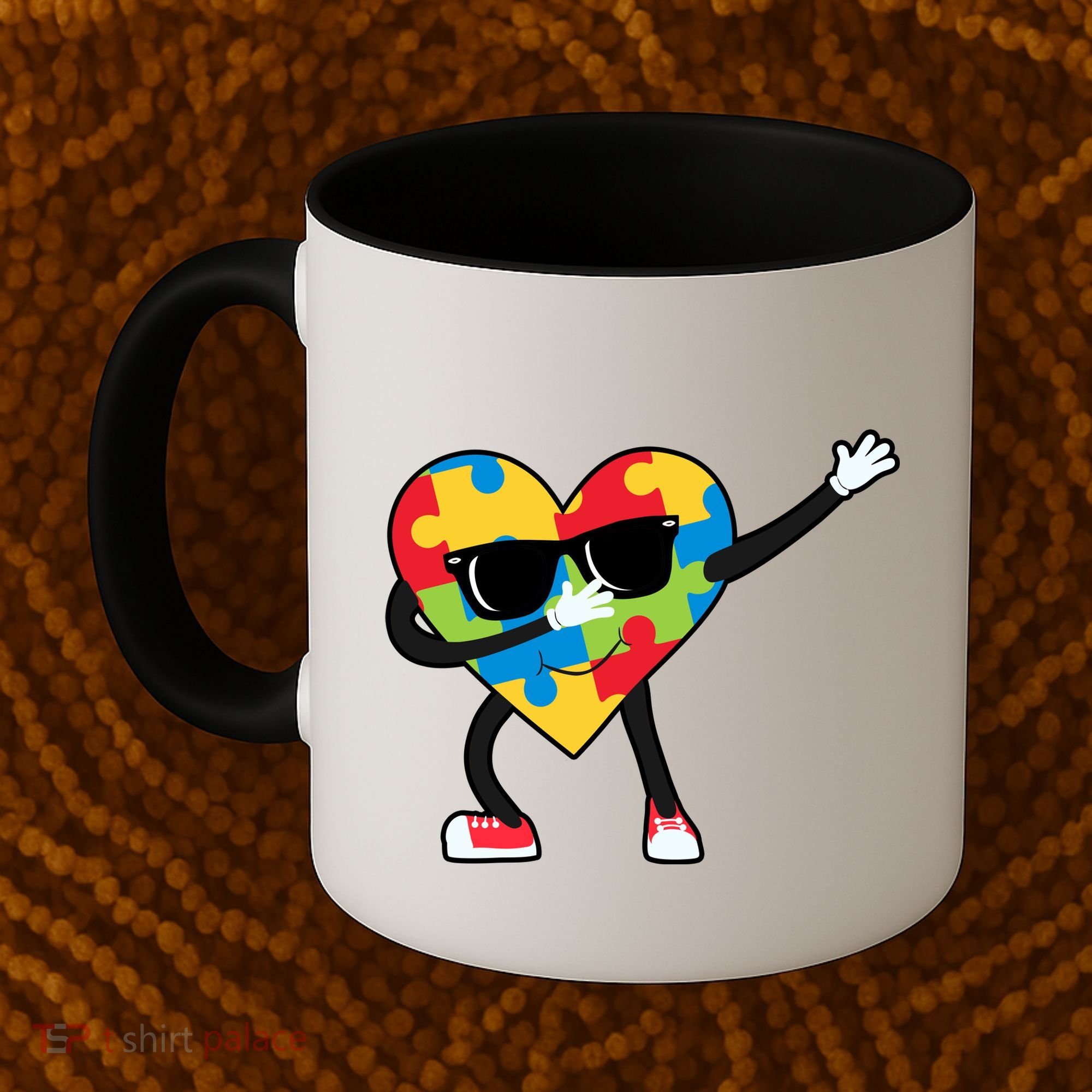 Dabbing Autism Awareness Puzzle Piece Heart Coffee Mug